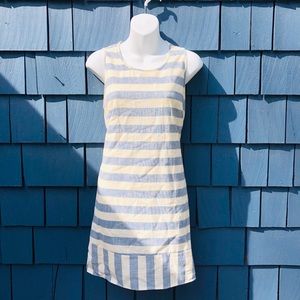 Nautical blue / cream striped linen dress
